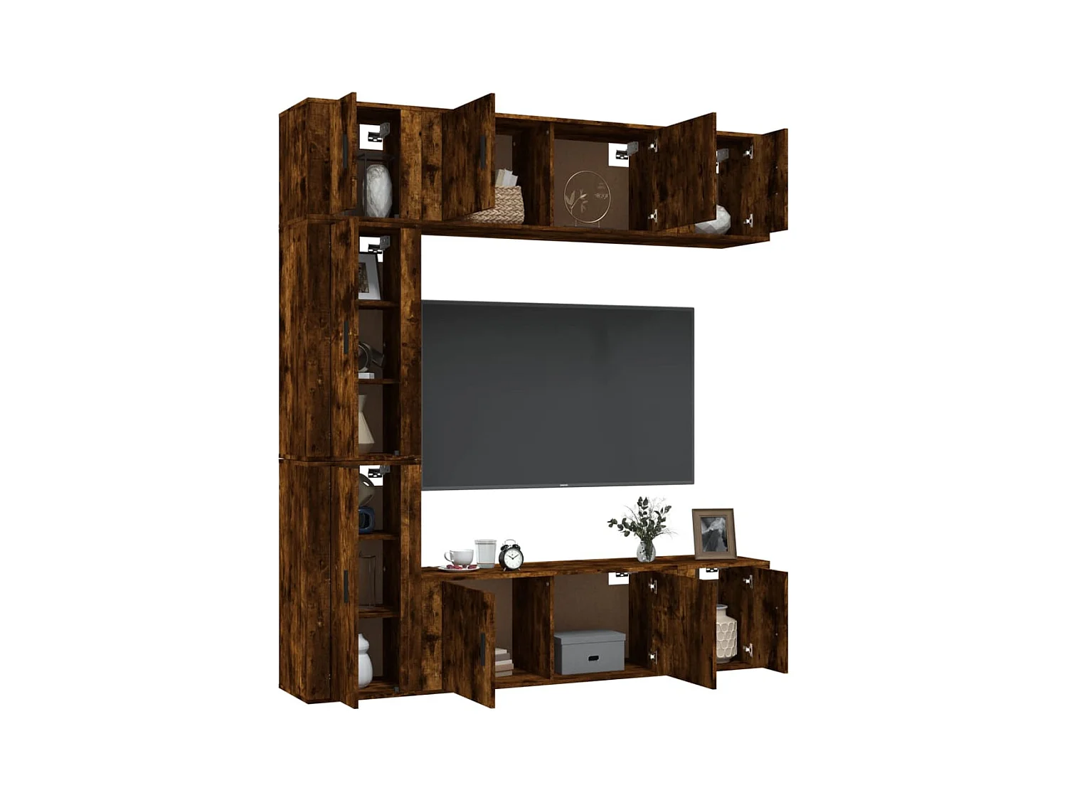 Qendria  Ensemble de meubles TV 7 pcs Chêne fumé Bois d'ingénierie