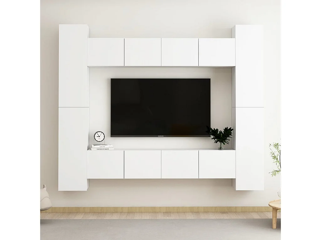 Jean  Ensemble de meubles TV 8 pcs Blanc Bois d'ingénierie