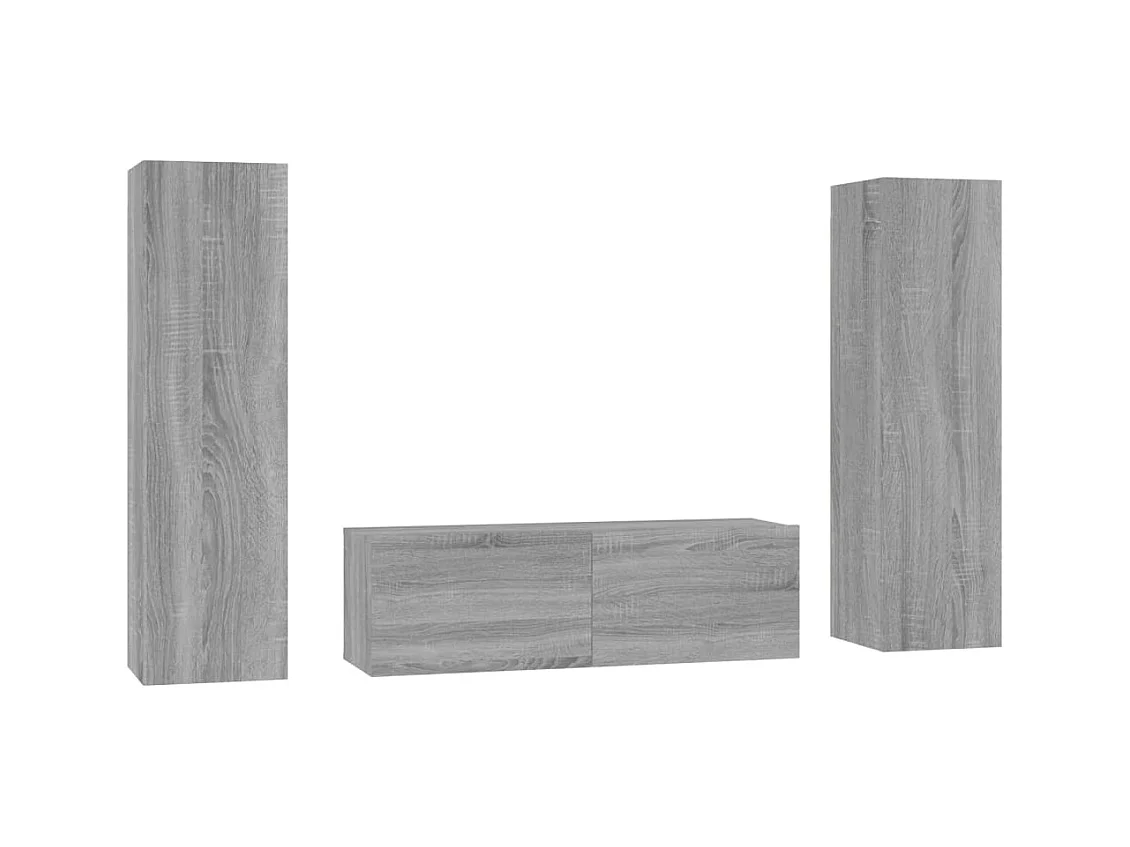 Deadwood  Ensemble de meubles TV 3 pcs Sonoma gris Bois d'ingénierie