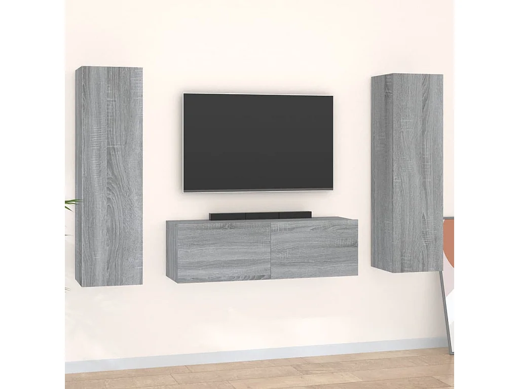 Deadwood  Ensemble de meubles TV 3 pcs Sonoma gris Bois d'ingénierie