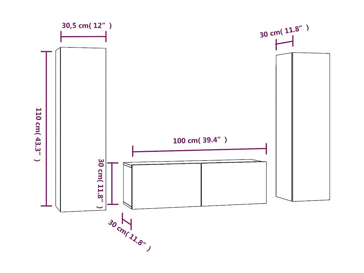 Deadwood  Ensemble de meubles TV 3 pcs Sonoma gris Bois d'ingénierie