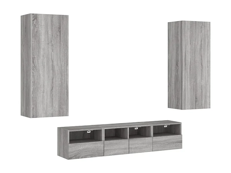 Berk  Muebles de TV de pared 5 pzas madera de ingeniería gris Sonoma