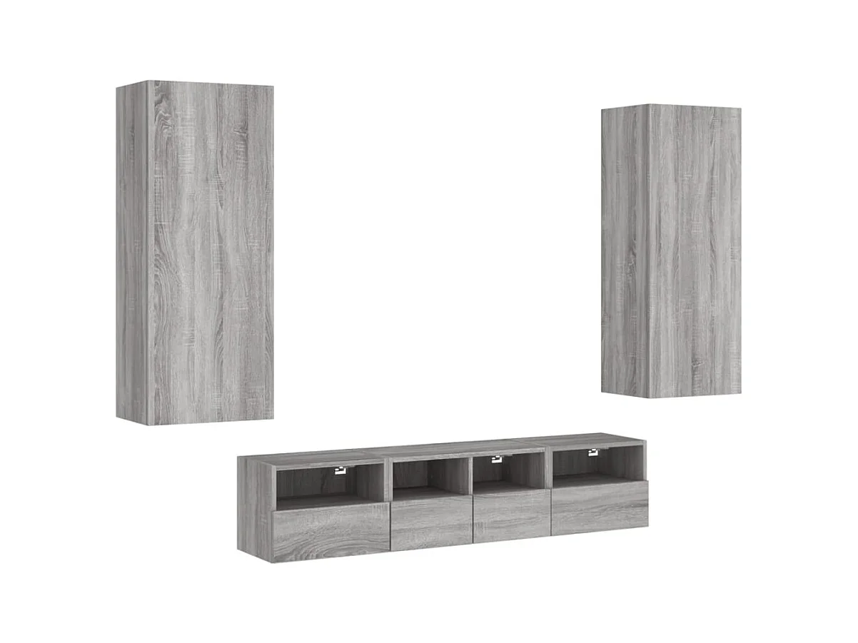 Berk  Unités murales TV 5 pcs sonoma gris bois d'ingénierie