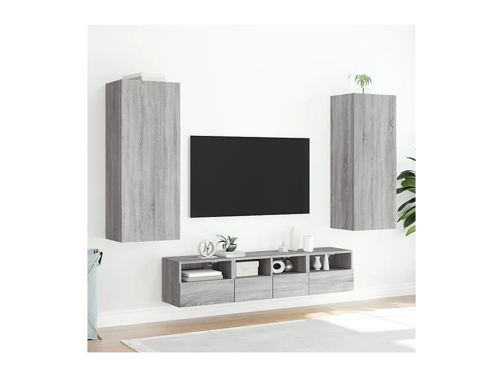 Berk  Unités murales TV 5 pcs sonoma gris bois d'ingénierie