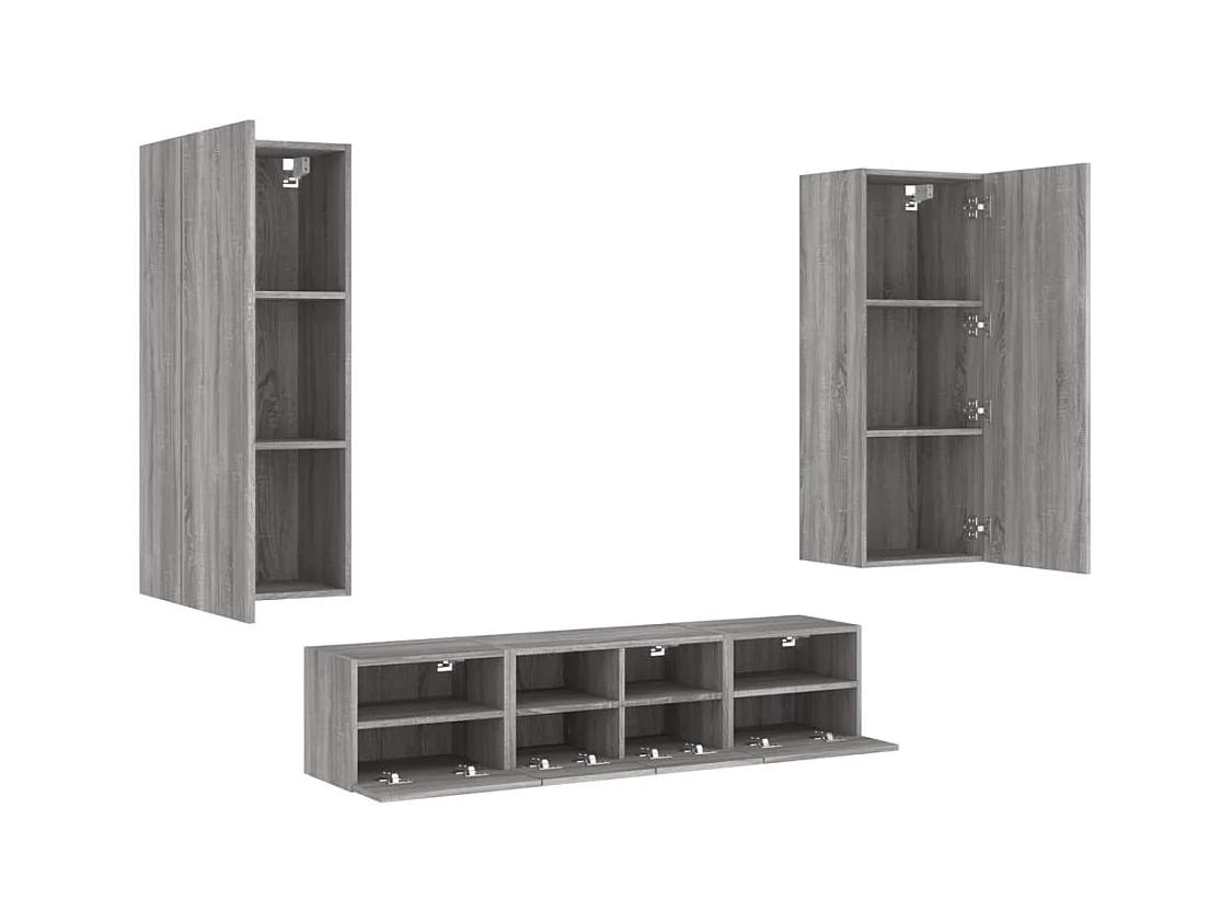 Berk  Unités murales TV 5 pcs sonoma gris bois d'ingénierie