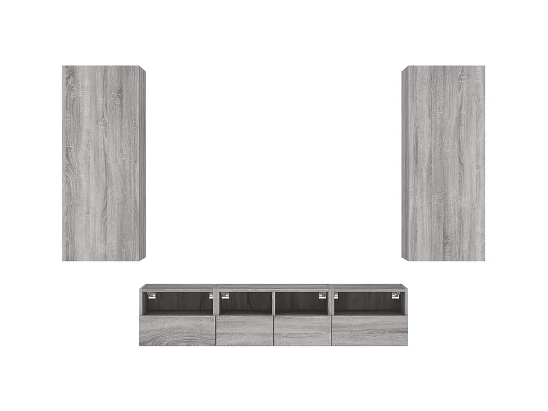 Berk  Unités murales TV 5 pcs sonoma gris bois d'ingénierie