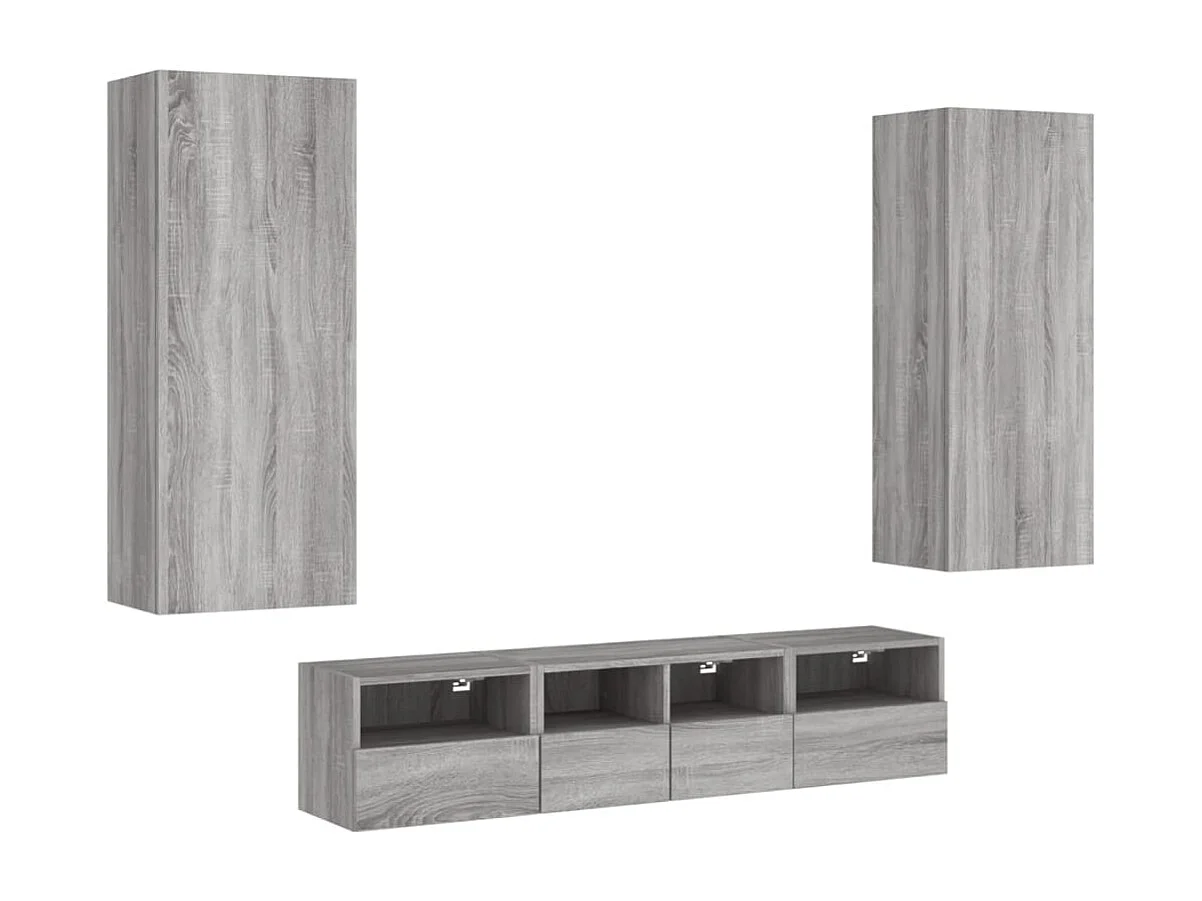 Berk  Unités murales TV 5 pcs sonoma gris bois d'ingénierie