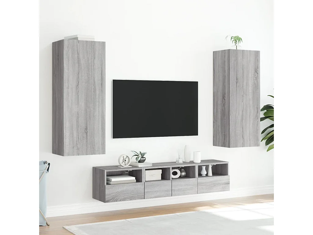 Berk  Unités murales TV 5 pcs sonoma gris bois d'ingénierie