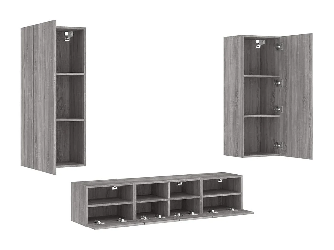 Berk  Unités murales TV 5 pcs sonoma gris bois d'ingénierie
