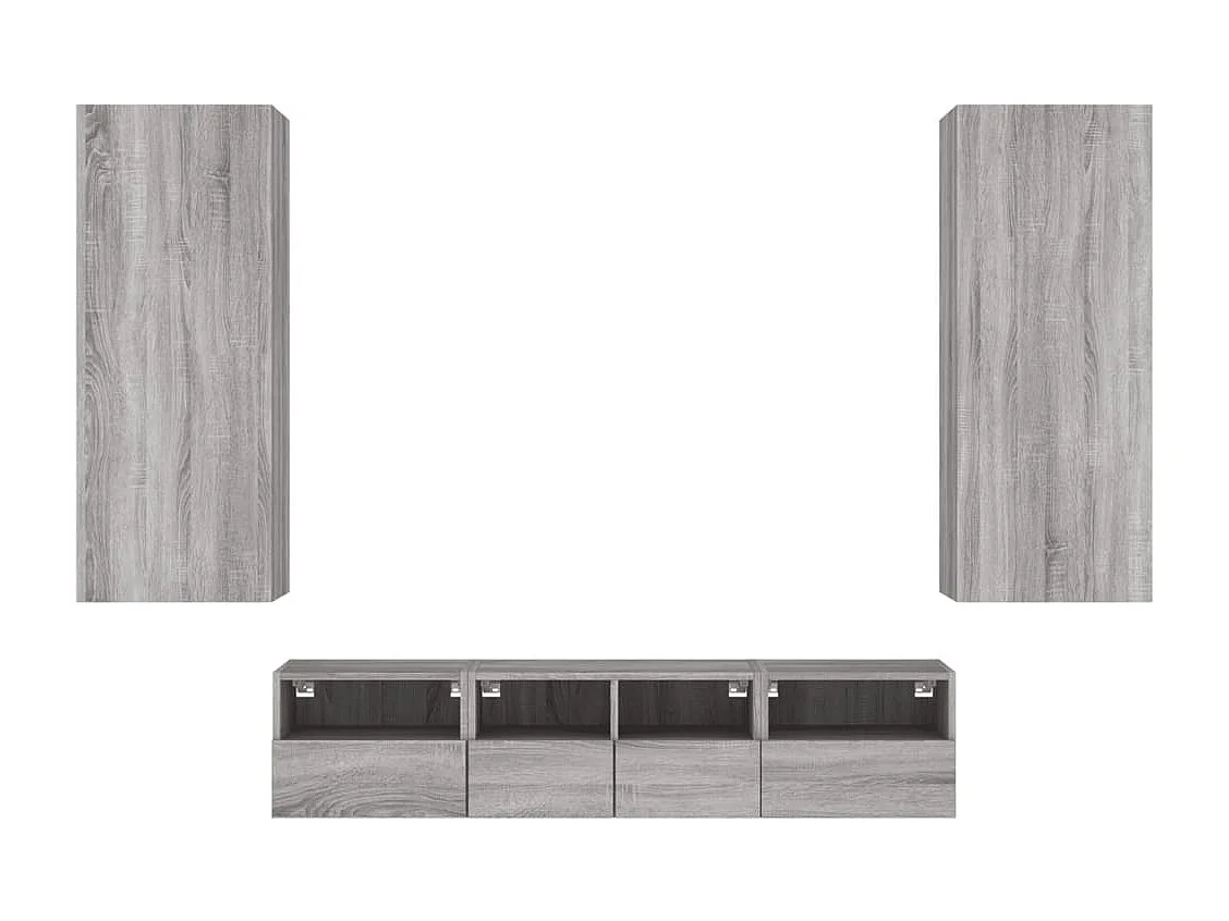 Berk  Unités murales TV 5 pcs sonoma gris bois d'ingénierie