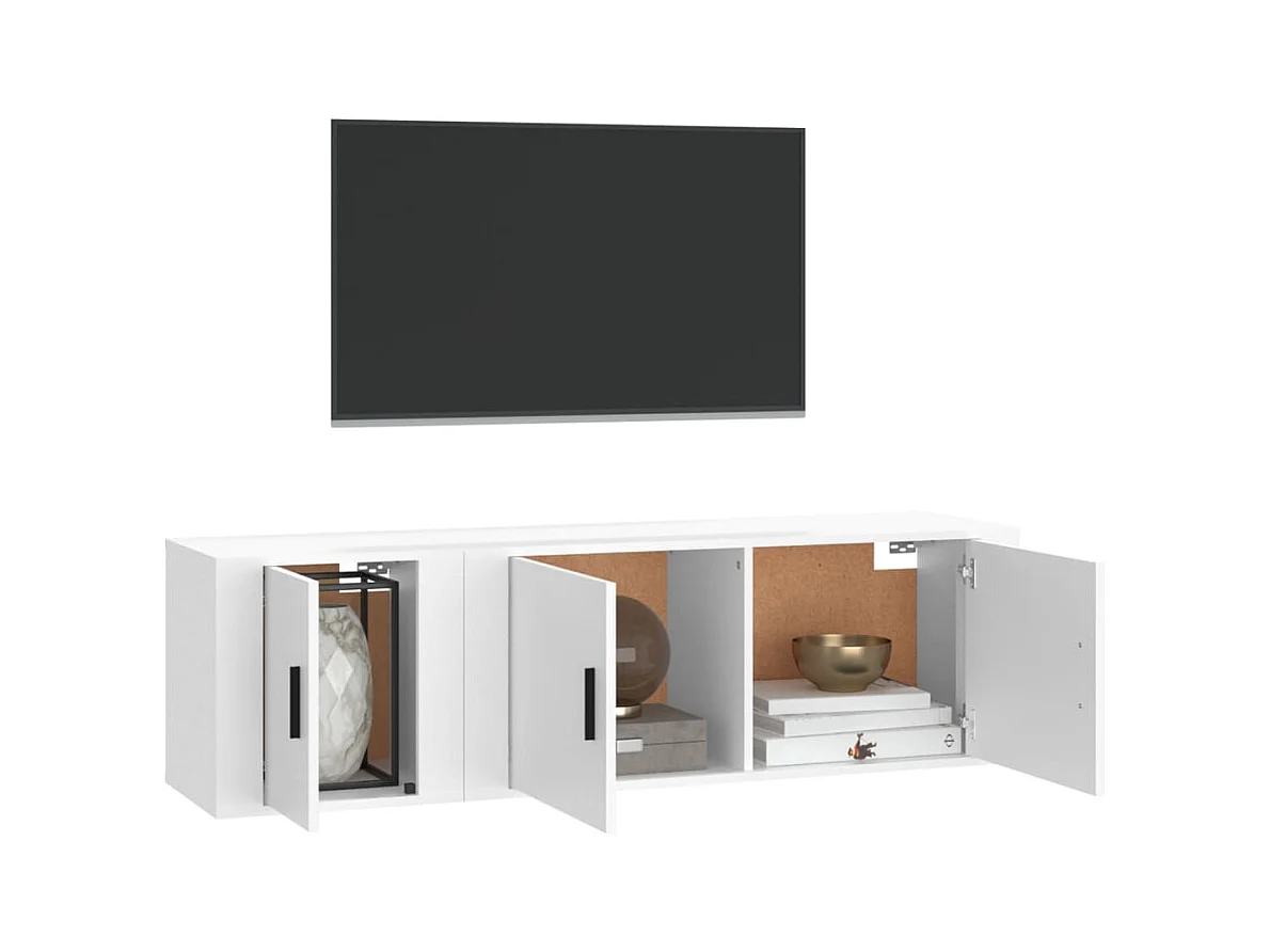 Pallir  Ensemble de meubles TV 2 pcs Blanc Bois d'ingénierie