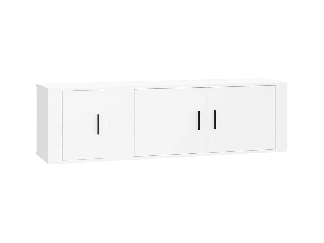 Pallir  Ensemble de meubles TV 2 pcs Blanc Bois d'ingénierie