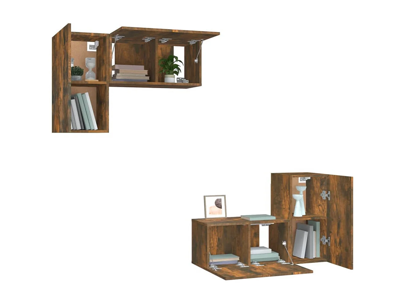 Chelles  Ensemble de meubles TV 4 pcs Chêne fumé Bois d'ingénierie