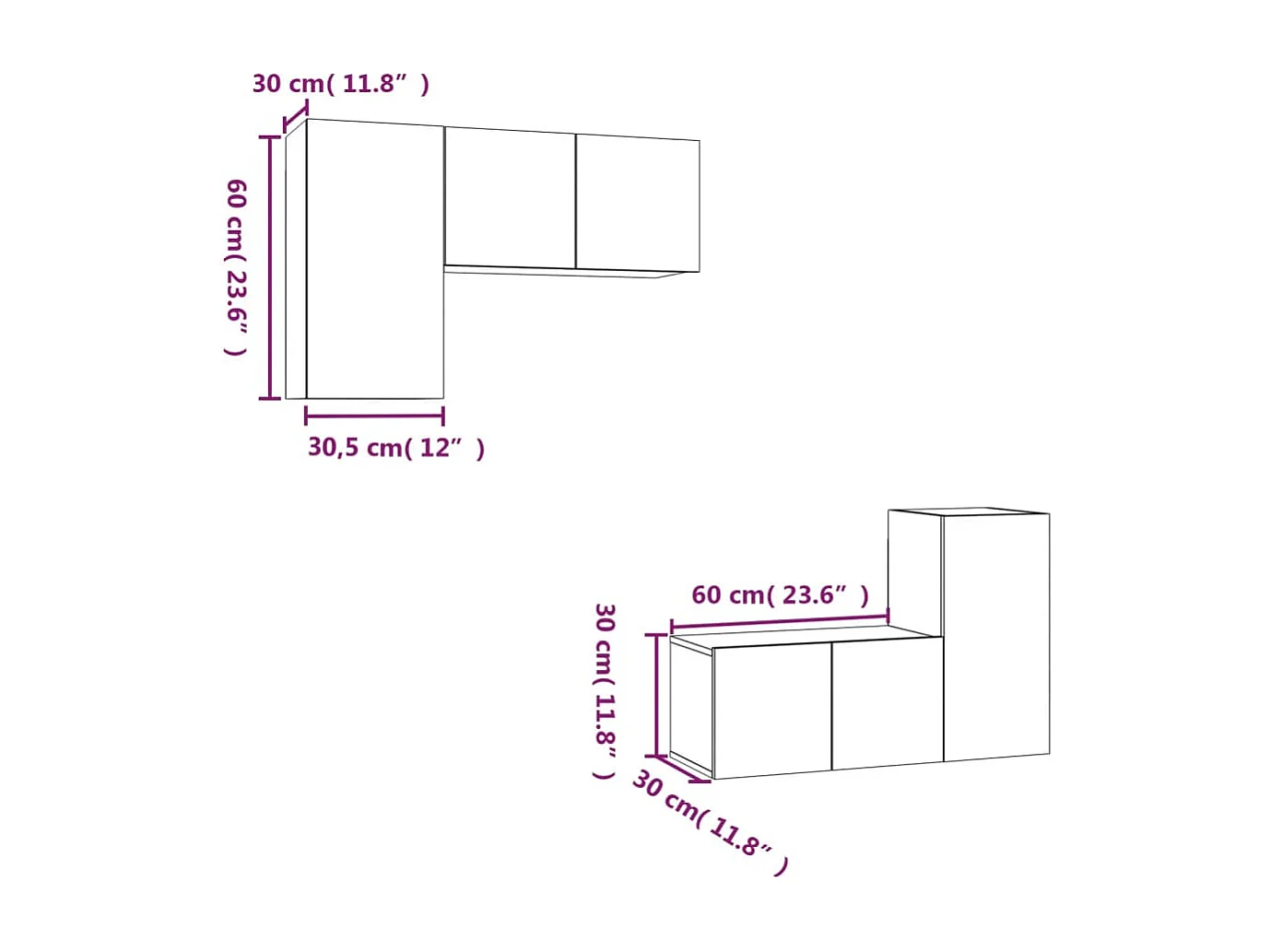 Chelles  Ensemble de meubles TV 4 pcs Chêne fumé Bois d'ingénierie