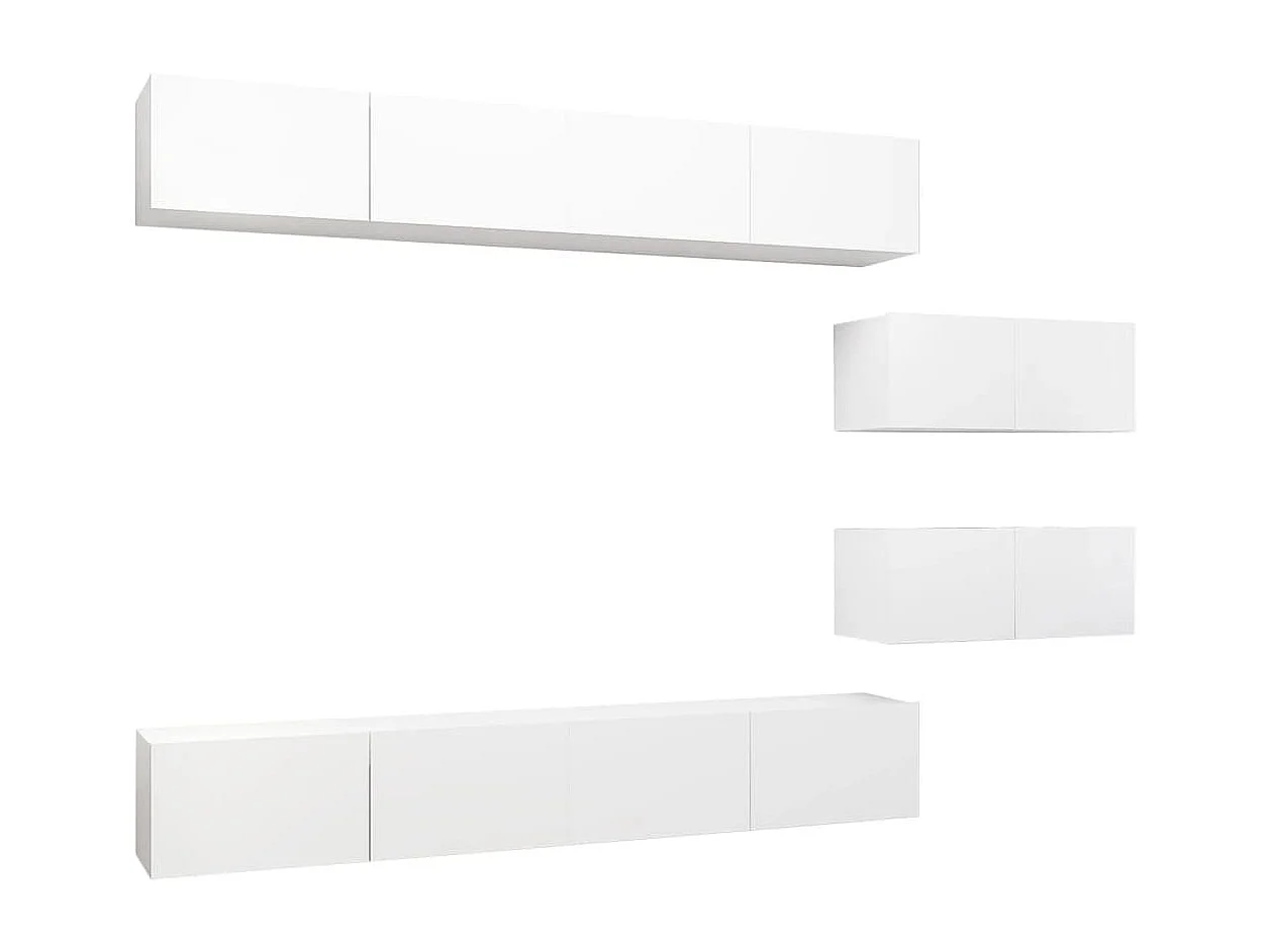 Clara  6-delige Tv-meubelset bewerkt hout wit