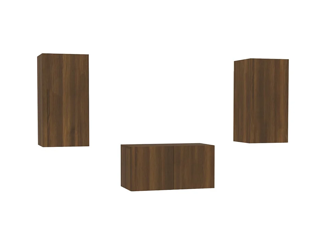 Deadwood  Ensemble de meubles TV 3 pcs Chêne marron Bois d'ingénierie
