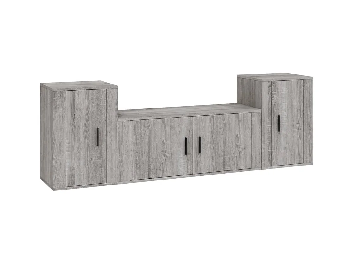 Leo  Ensemble de meubles TV 3 pcs Sonoma gris Bois d'ingénierie