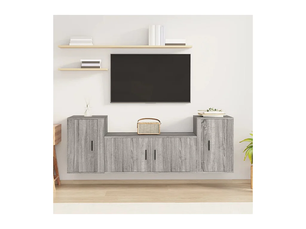 Leo  Ensemble de meubles TV 3 pcs Sonoma gris Bois d'ingénierie
