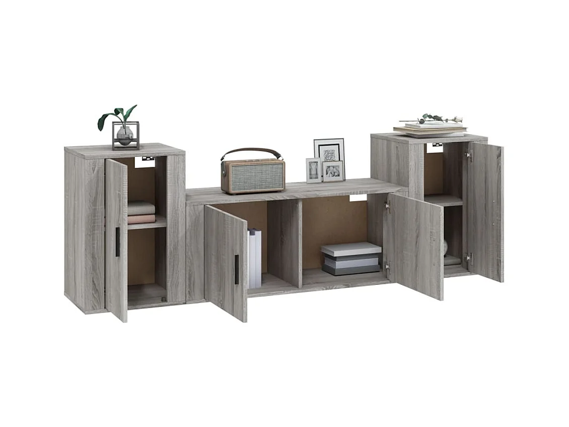 Leo  Ensemble de meubles TV 3 pcs Sonoma gris Bois d'ingénierie