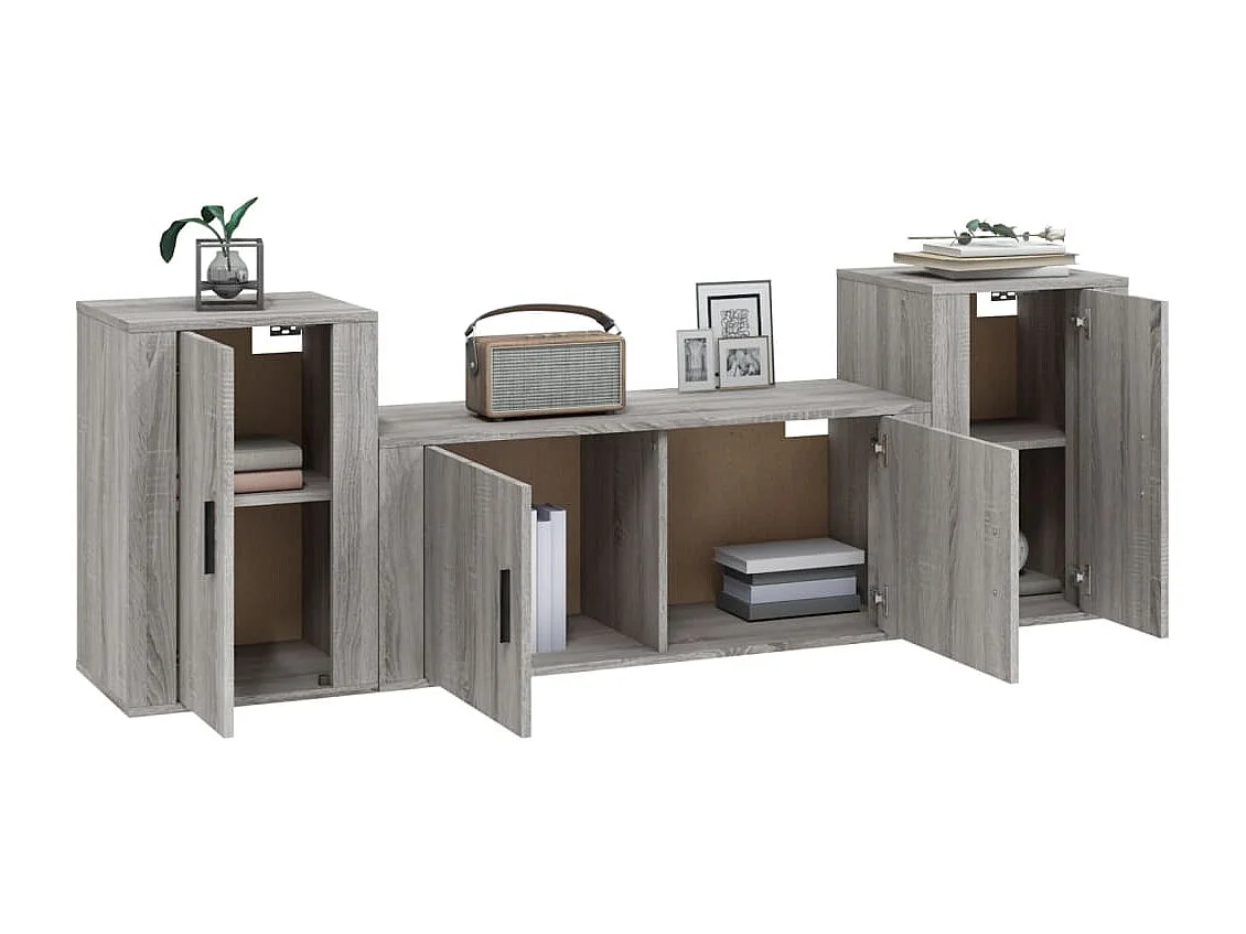 Leo  Ensemble de meubles TV 3 pcs Sonoma gris Bois d'ingénierie