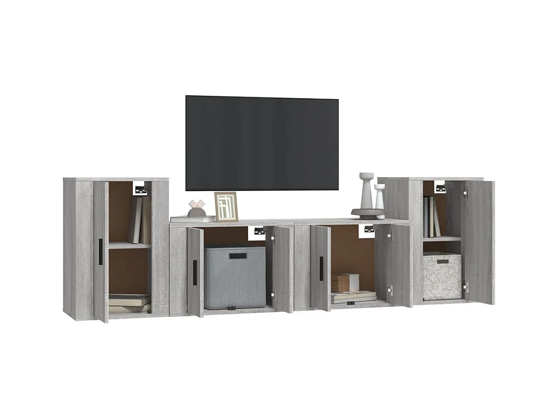 Eldor  Ensemble de meubles TV 4 pcs Sonoma gris Bois d'ingénierie
