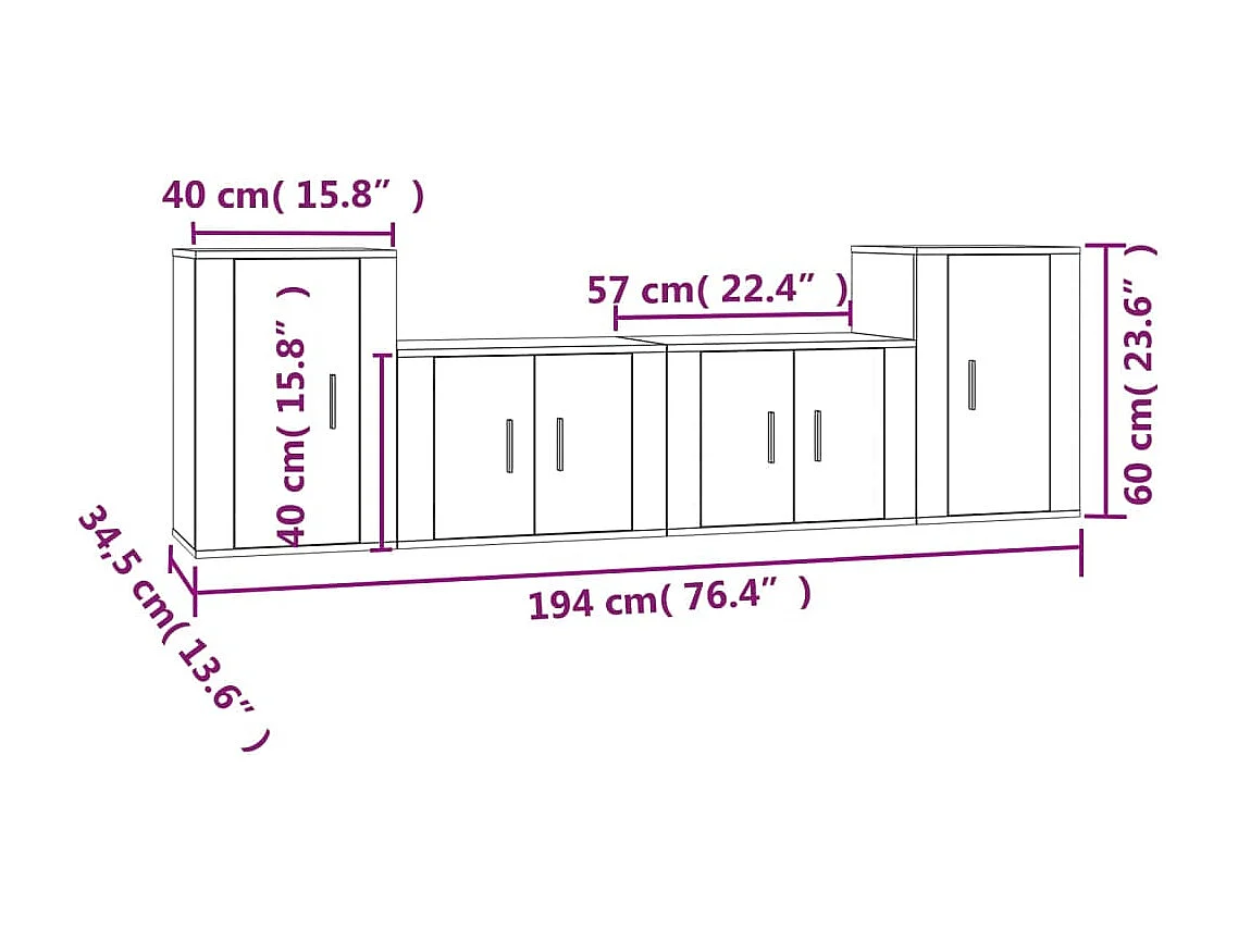 Eldor  Ensemble de meubles TV 4 pcs Sonoma gris Bois d'ingénierie