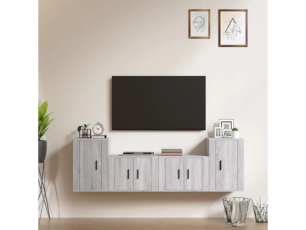 Eldor  Ensemble de meubles TV 4 pcs Sonoma gris Bois d'ingénierie