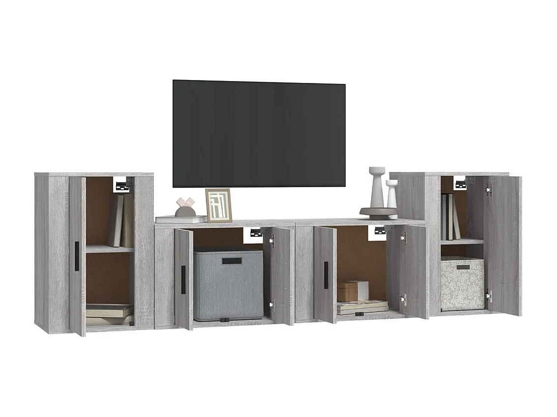 Eldor  Ensemble de meubles TV 4 pcs Sonoma gris Bois d'ingénierie