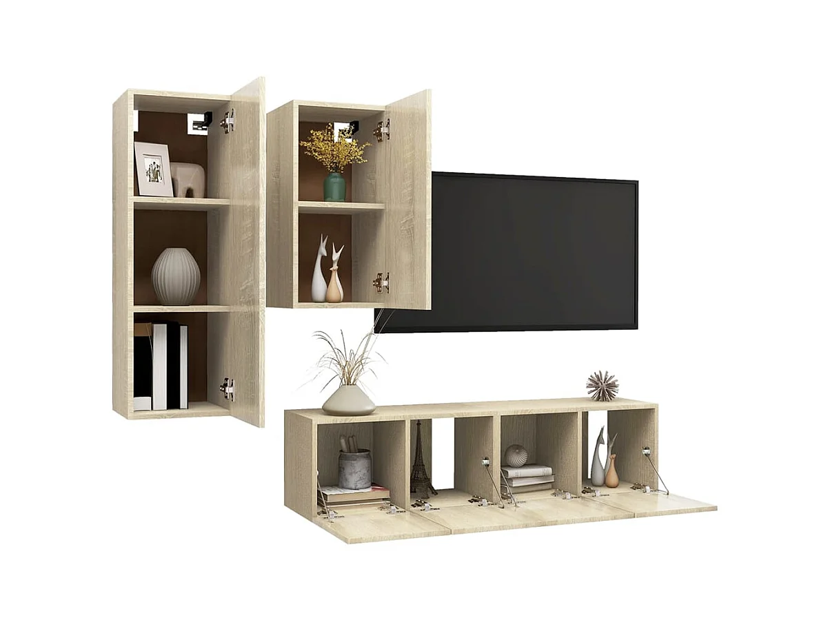 Maria  Ensemble de meubles TV 4 pcs Chêne sonoma Bois d'ingénierie