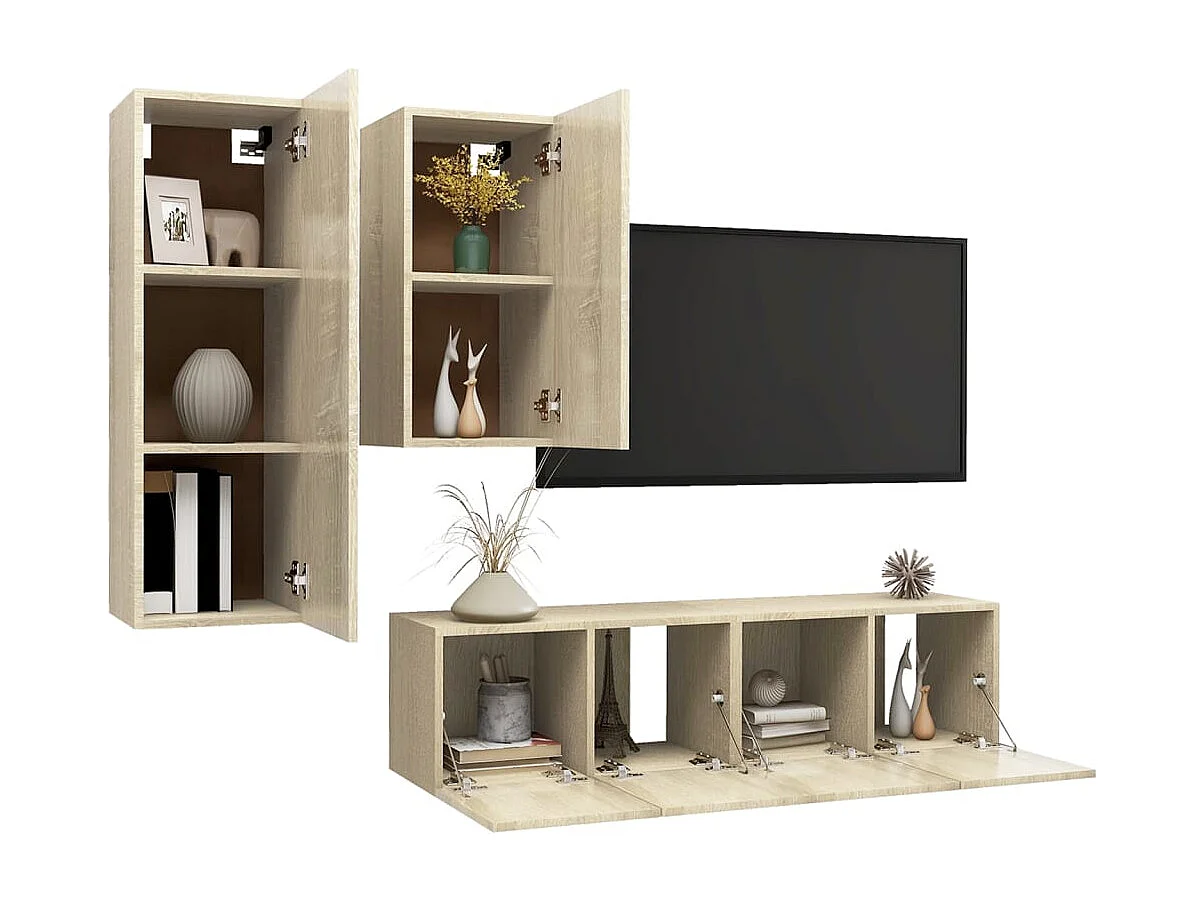 Maria  Ensemble de meubles TV 4 pcs Chêne sonoma Bois d'ingénierie