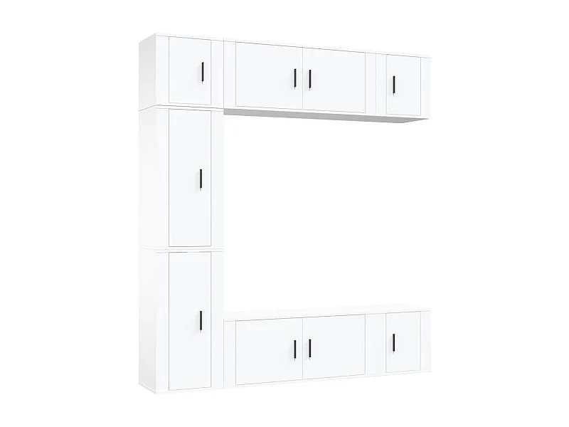 Qendria  Ensemble de meubles TV 7 pcs Blanc Bois d'ingénierie