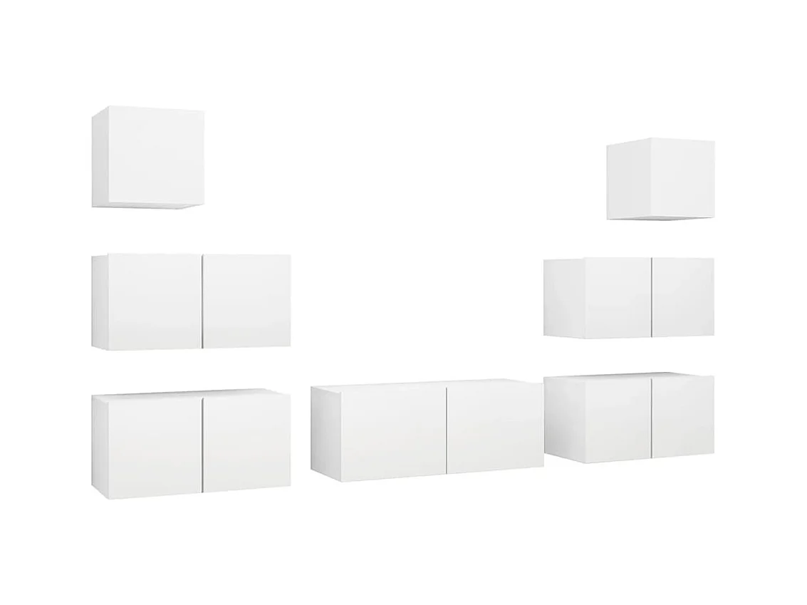 Vinton  Ensemble de meubles TV 7 pcs Blanc Bois d'ingénierie
