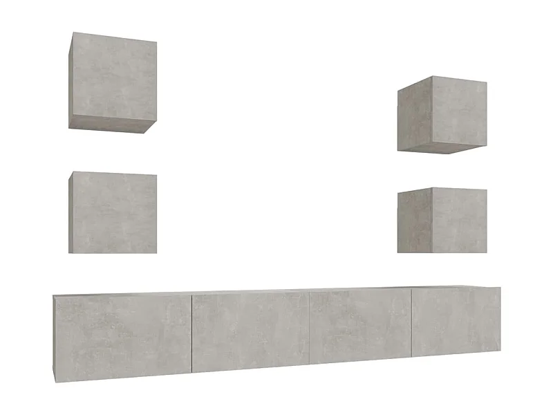 Azra  Ensemble de meubles TV 6 pcs Gris béton Bois d'ingénierie