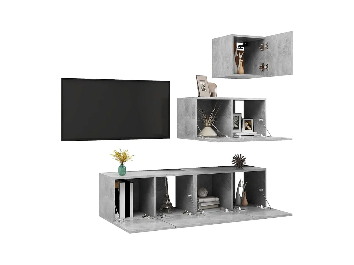 Antelope  Ensemble de meubles TV 4 pcs Gris béton Bois d'ingénierie
