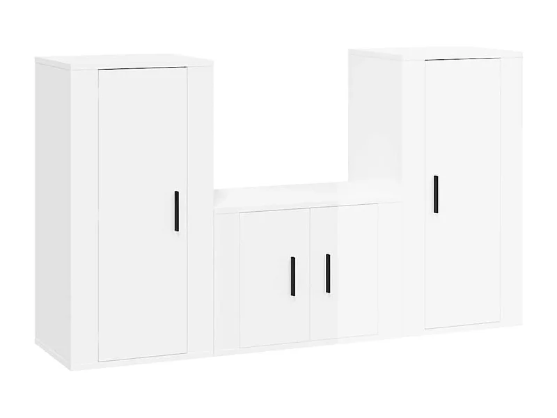 Farrell  Ensemble de meubles TV 3 pcs Blanc brillant Bois d'ingénierie