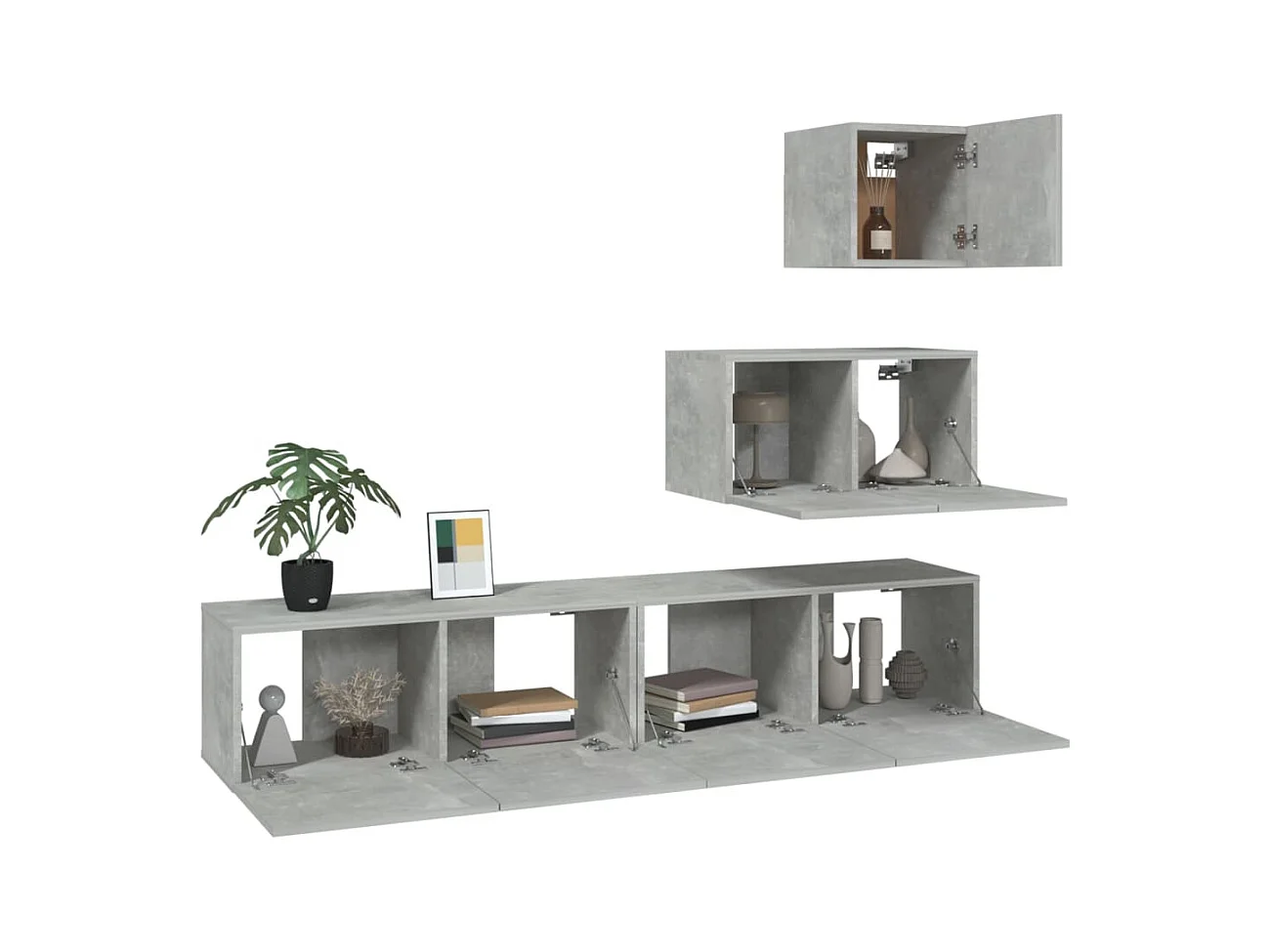 Jean-Louis  Ensemble de meubles TV 4 pcs Gris béton Bois d'ingénierie