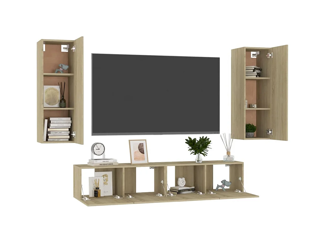 Sørbymagle  Ensemble de meubles TV 4 pcs Chêne sonoma Bois d'ingénierie