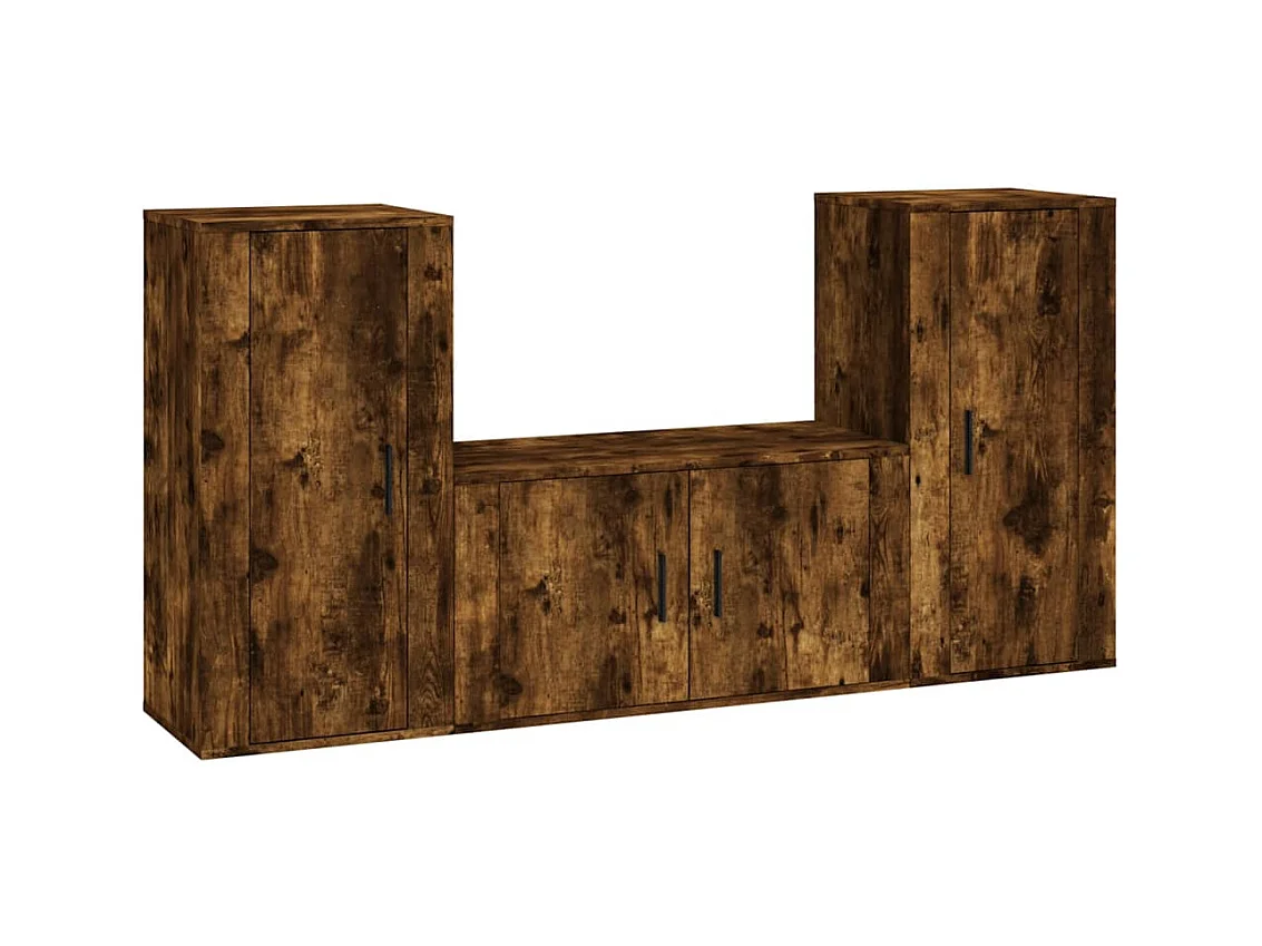 Agnetha  Set de muebles de TV 3 pzas madera contrachapada roble ahumado