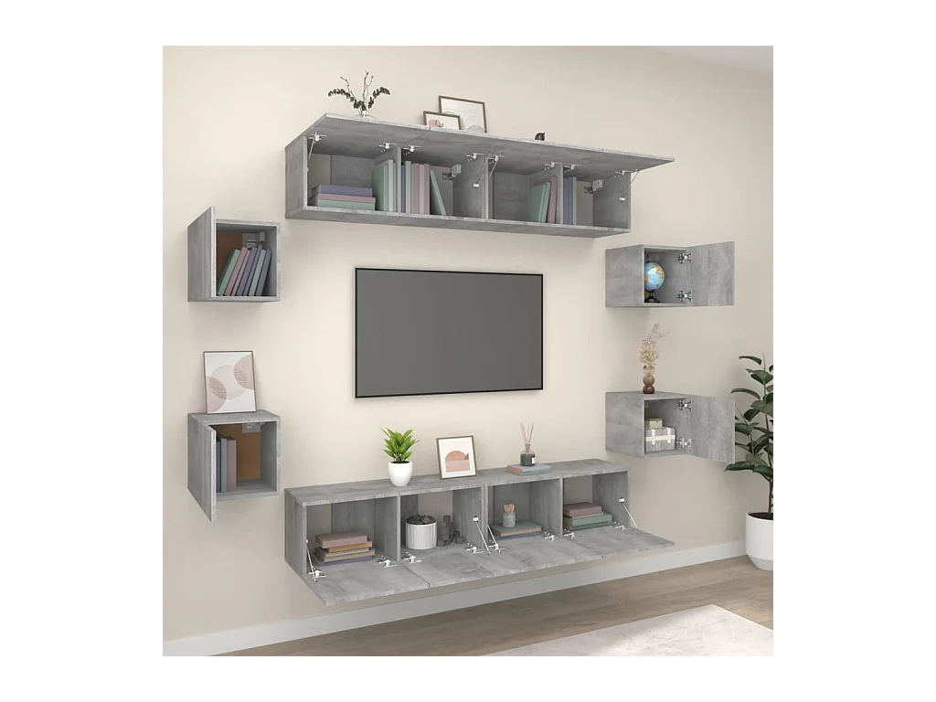 Clondalkin  Ensemble de meubles TV 8 pcs Sonoma gris Bois d'ingénierie