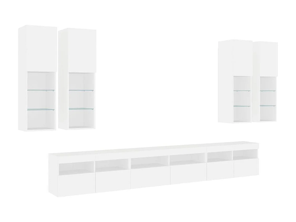 Trinidad  Ensemble de meubles TV muraux 7 pcs avec lumières LED blanc