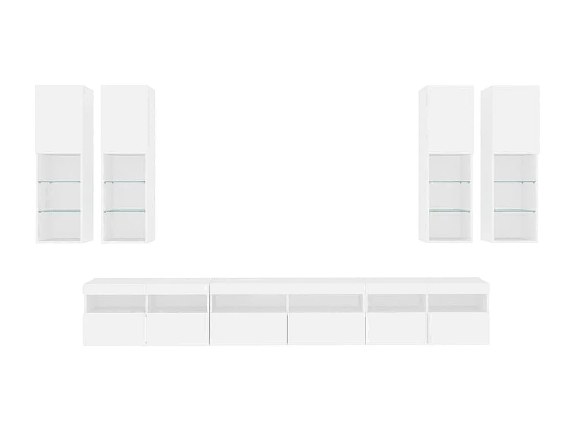 Trinidad  Ensemble de meubles TV muraux 7 pcs avec lumières LED blanc