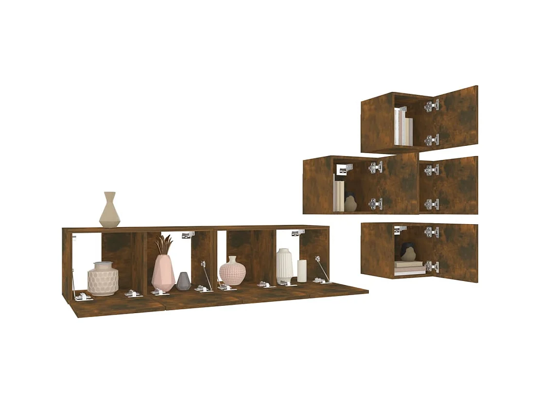 Zaira Fernanda  Ensemble de meubles TV 6 pcs Chêne fumé Bois d'ingénierie