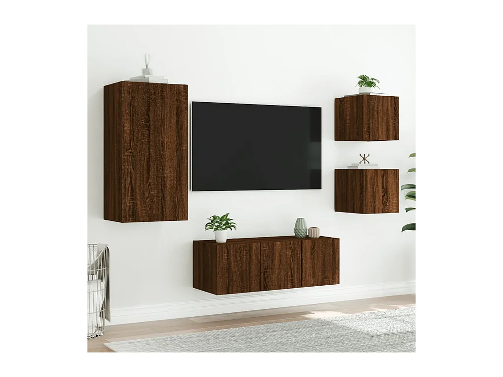 Sart-Saint-Laurent  Unités murales TV avec LED 5 pcs chêne marron bois d'ingénierie