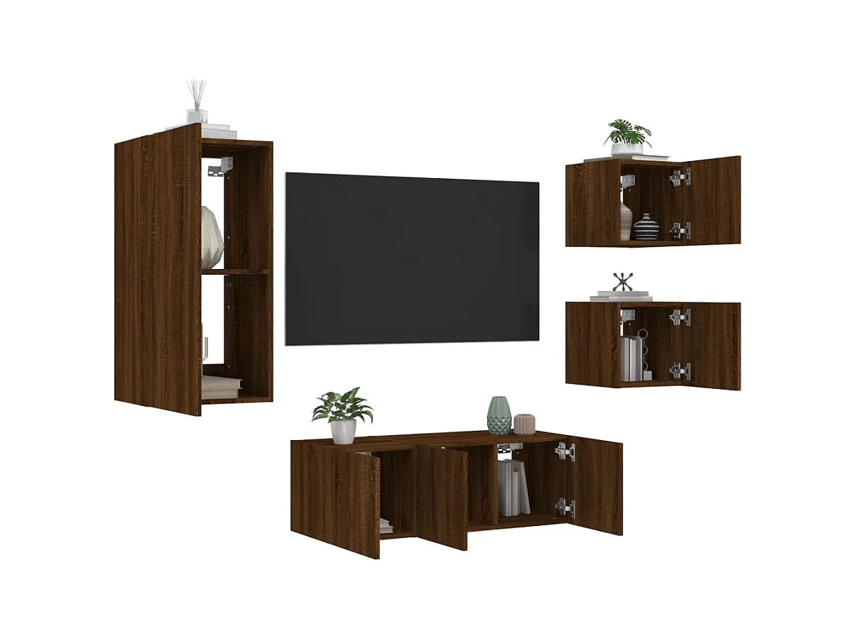 Sart-Saint-Laurent  Unités murales TV avec LED 5 pcs chêne marron bois d'ingénierie