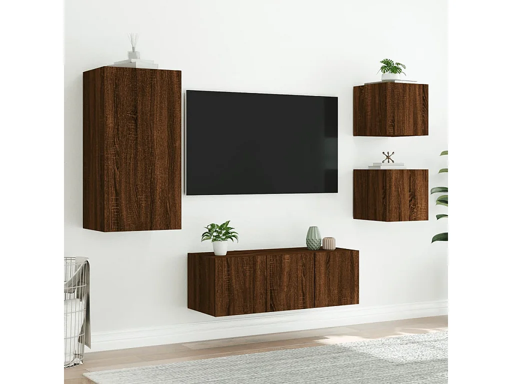 Sart-Saint-Laurent  Unités murales TV avec LED 5 pcs chêne marron bois d'ingénierie