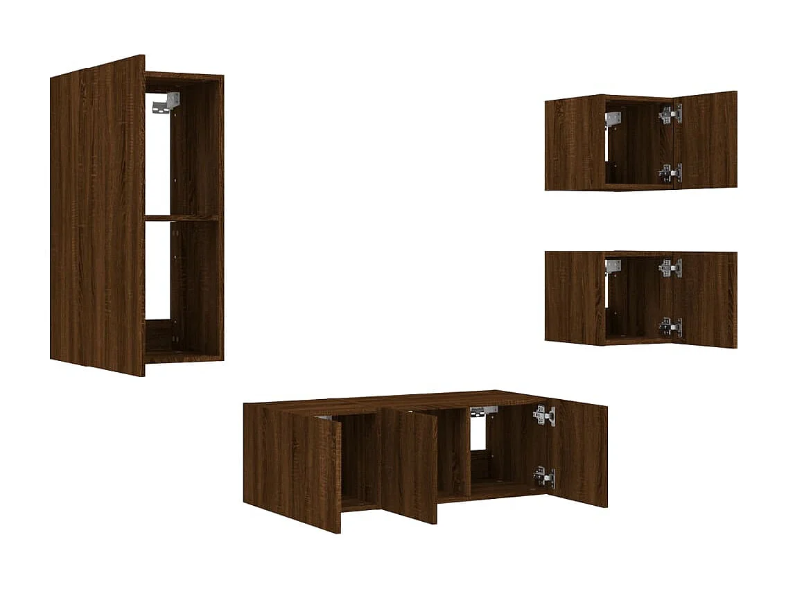 Sart-Saint-Laurent  Unités murales TV avec LED 5 pcs chêne marron bois d'ingénierie