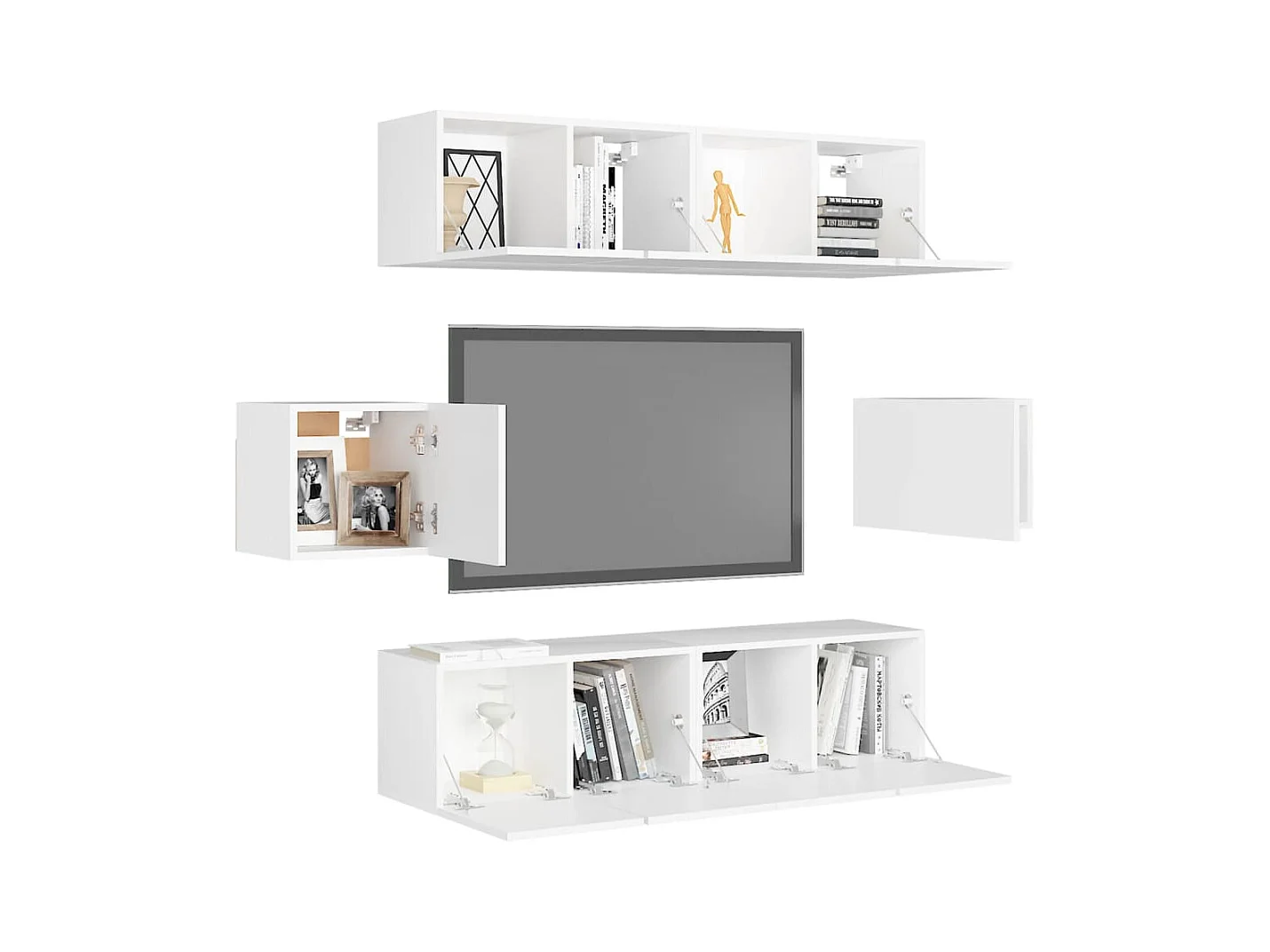 Ferenc  Ensemble de meubles TV 6 pcs Blanc Bois d'ingénierie