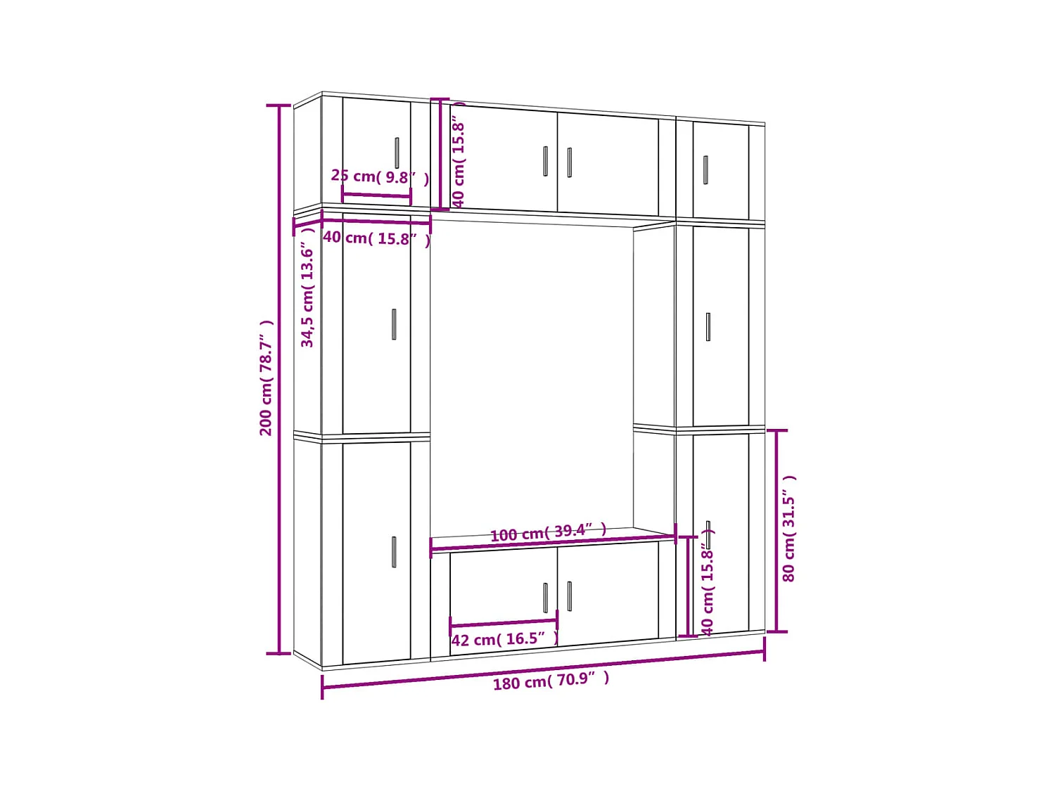 Efgan  Ensemble de meubles TV 8 pcs Blanc Bois d'ingénierie