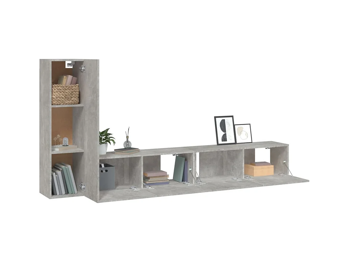 Tirza  Ensemble de meubles TV 3 pcs Gris béton Bois d'ingénierie