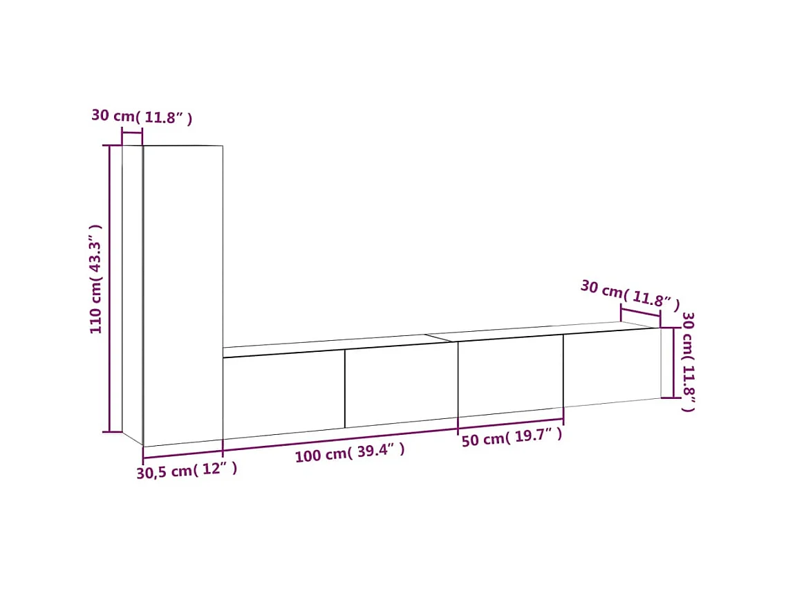 Tirza  Ensemble de meubles TV 3 pcs Gris béton Bois d'ingénierie